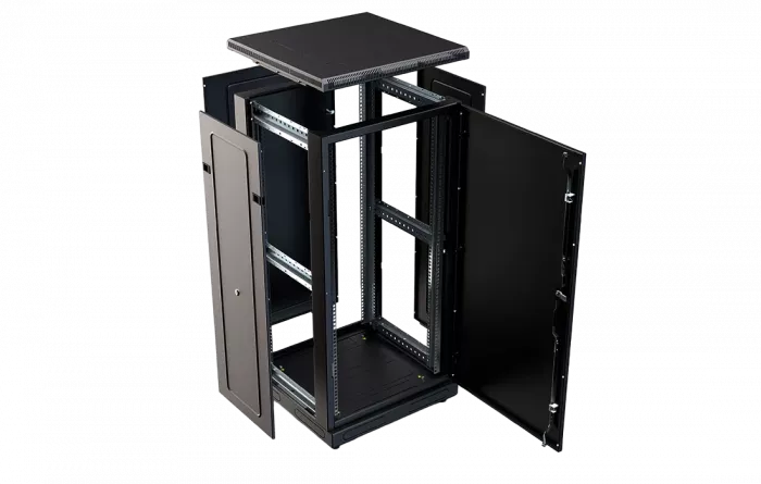 Шкаф телекоммуникационный напольный 19", 24U(800x1000), ШТ-НП-М-24U-800-1000-М-Ч, передняя дверь металл, черный ССД