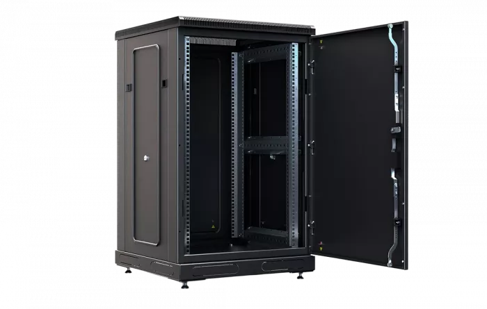 Шкаф телекоммуникационный напольный 19",18U(800x1000), ШТ-НП-М-18U-800-1000-М-Ч, передняя дверь металл, черный ССД