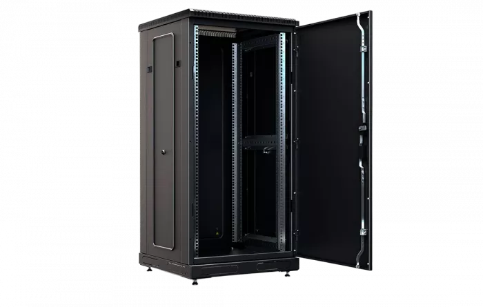 Шкаф телекоммуникационный напольный 19", 24U(800x1000), ШТ-НП-М-24U-800-1000-М-Ч, передняя дверь металл, черный ССД