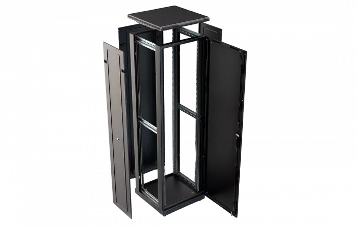 Шкаф телекоммуникационный напольный 19", 42U(600x600), ШТ-НП-М-42U-600-600-М-Ч, передняя дверь металл, черный ССД