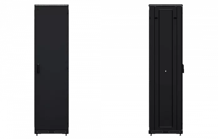 Шкаф телекоммуникационный напольный 19", 47U (800x800), ШТ-НП-М-47U-800-800-М-Ч, передняя дверь металл, черный ССД