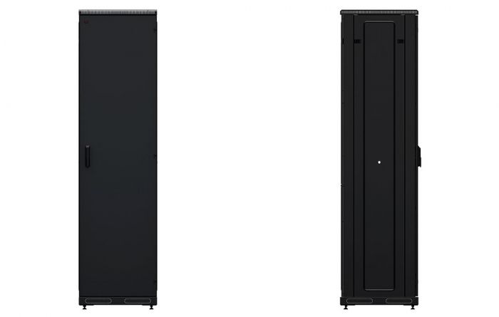 Шкаф телекоммуникационный напольный 19", 47U (800x800), ШТ-НП-М-47U-800-800-М-Ч, передняя дверь металл, черный ССД