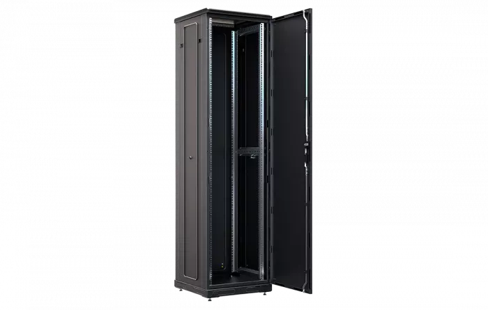 Шкаф телекоммуникационный напольный 19", 47U (800x800), ШТ-НП-М-47U-800-800-М-Ч, передняя дверь металл, черный ССД