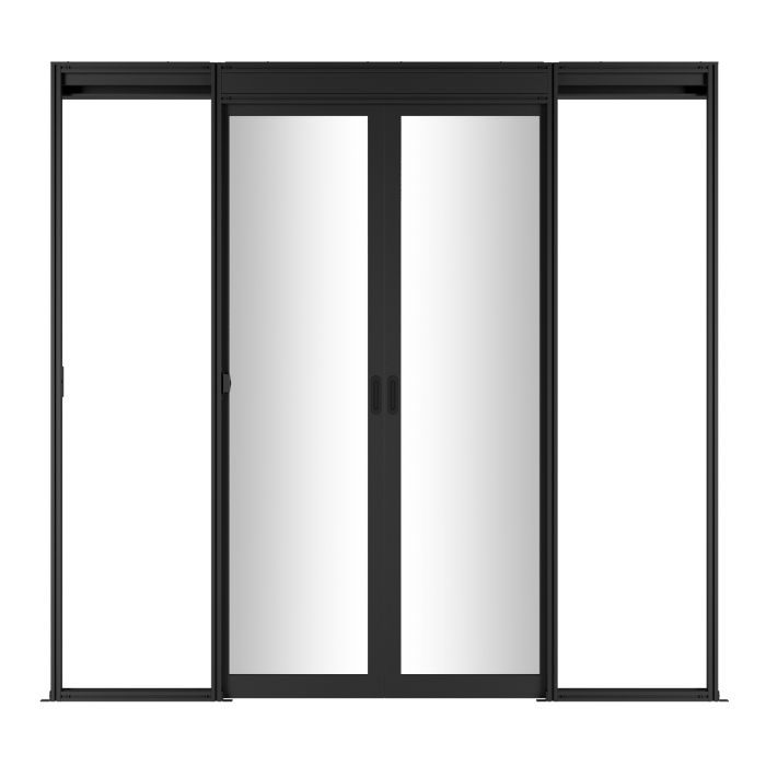 Дверной блок системы изоляции NTSS 42U, с двумя автоматическими дверями, 48U, стекло, для коридора шириной 1200 мм, СКУД, 4 RFID карты, RAL 9005 чёрный