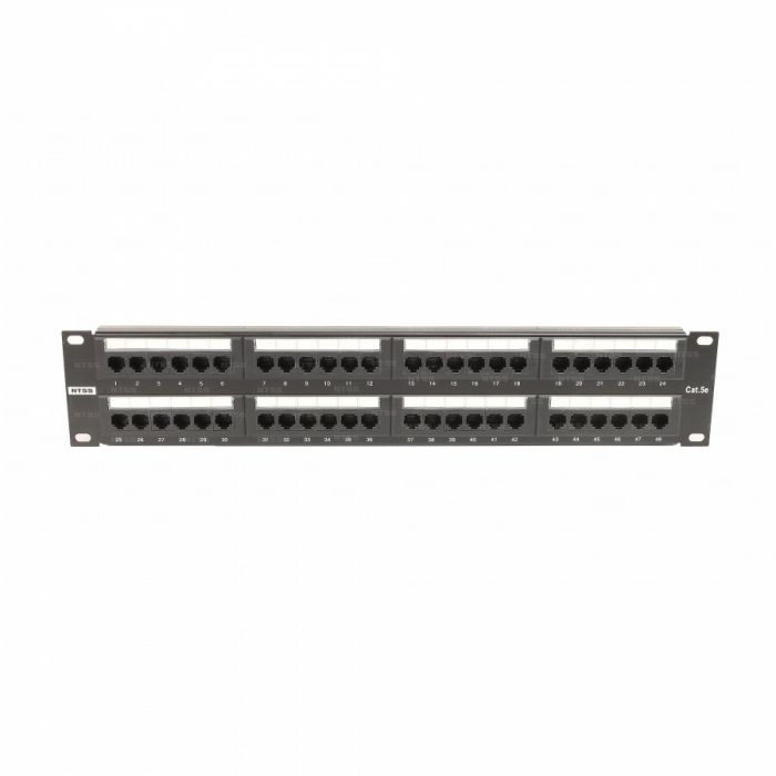 Патч-панель NTSS PREMIUM UTP, 19", 48 портов RJ45, cat.5е, 2U, Dual IDC с органайзером