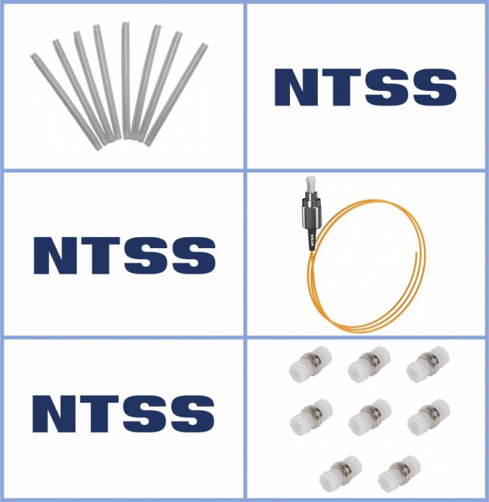 Кросс NTSS оптический настенный Мини, укомплектованный, 4 порта FC/UPC, 9/125 мкм (сплошная панель, ложемент, пигтейлы, КДЗС, адаптеры) серый RAL 7035