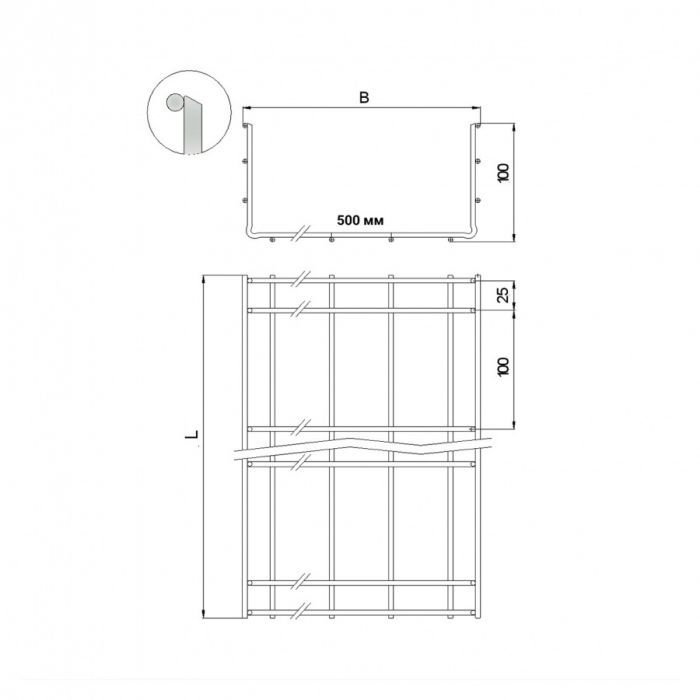 Проволочный лоток NTSS 100х500х3000
