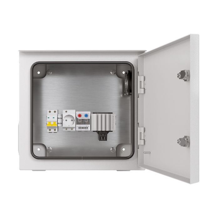 Шкаф настенный NTSS WTR (ШхВхГ) 400x400x300 мм, с монтажной платой, обогревом, IP55, серый RAL7035