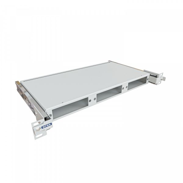 Кросс NTSS оптический выдвижной 19'' укомплектованный 1U, 16 портов LC/APC duplex, 9/125 мкм (планки, сплайс-кассета, пигтейлы, КДЗС, адаптеры) серый RAL 7035