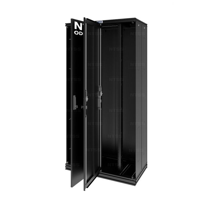 Шкаф оптический кроссовый NTSS ODF PROF 42U 900х500мм, модульные стенки, панели потолка и пола, двойные распашные глухие двери, черный RAL 9005