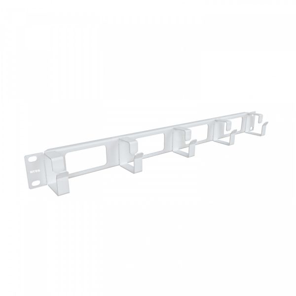 Организатор кабельный горизонтальный NTSS, крепление 19 1U с окошками, 5 колец глубиной 45мм, металл, серый RAL 7035