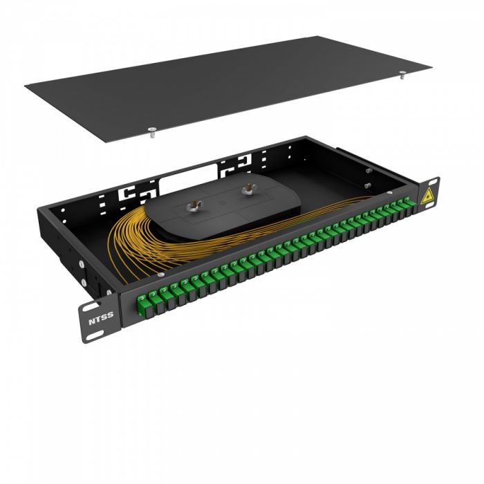 Кросс 19" NTSS PREMIUM, предсобранный 1U, 32 порта SC/APC, 9/125 мкм, черный