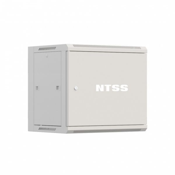 Шкаф настенный телекоммуникационный NTSS W 12U 600х450х635мм, 2 профиля 19, дверь сплошная металл, боковые стенки съемные, разобранный, серый RAL 7035