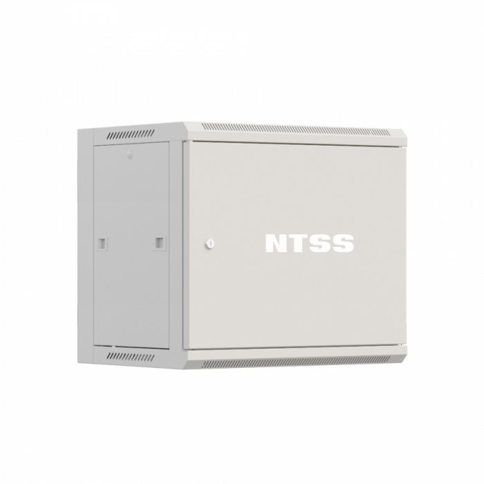 Шкаф настенный телекоммуникационный NTSS W 12U 600х450х635мм, 2 профиля 19, дверь сплошная металл, боковые стенки съемные, разобранный, серый RAL 7035