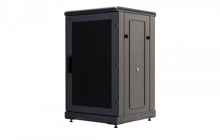 Шкаф телекоммуникационный напольный 19",18U(600x800), ШТ-НП-М-18U-600-800-П-Ч, передняя дверь перфорация, черный ССД
