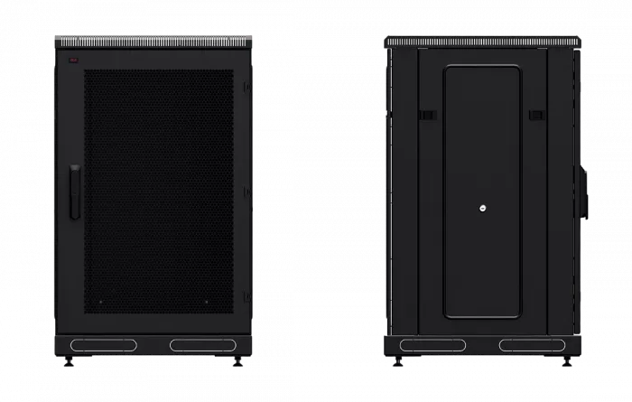Шкаф телекоммуникационный напольный 19",18U(600x800), ШТ-НП-М-18U-600-800-П-Ч, передняя дверь перфорация, черный ССД