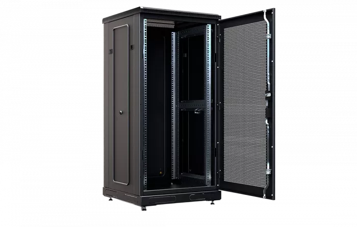 Шкаф телекоммуникационный напольный 19", 24U(800x800), ШТ-НП-М-24U-800-800-П-Ч, передняя дверь перфорация, черный ССД