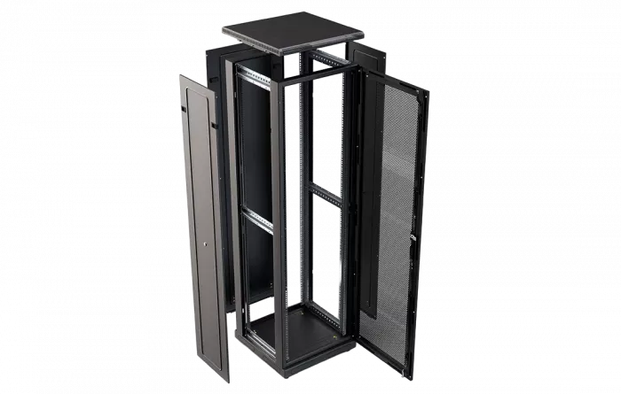 Шкаф телекоммуникационный напольный 19", 42U(800x1000), ШТ-НП-М-42U-800-1000-П-Ч, передняя дверь перфорация, черный ССД