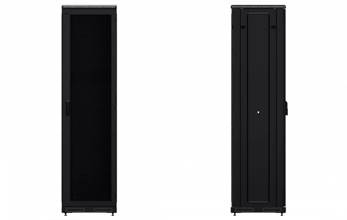 Шкаф телекоммуникационный напольный 19", 47U (600x800), ШТ-НП-М-47U-600-800-П-Ч, передняя дверь перфорация, черный ССД