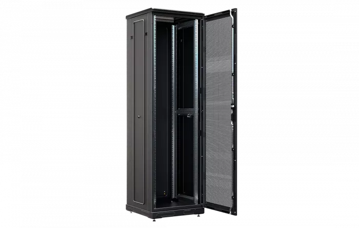 Шкаф телекоммуникационный напольный 19", 42U(800x1000), ШТ-НП-М-42U-800-1000-П-Ч, передняя дверь перфорация, черный ССД