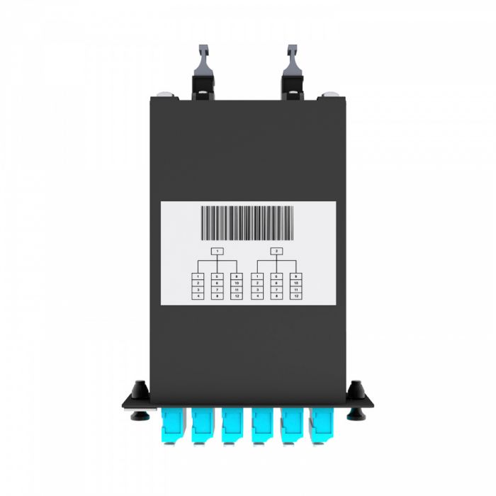Кассета кроссовая NTSS STANDART 2 разъема MPO/UPC (male) 50/125 OМ3, на 24 LC/UPС (6 QLC/UPC), полярность А, черный