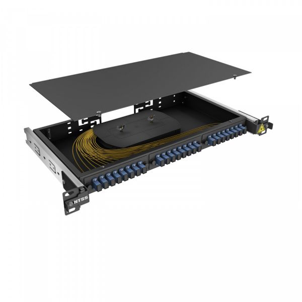 Кросс 19" NTSS PREMIUM выдвижной, предсобранный 1U, 24 порта SC/UPC, 9/125 мкм, черный