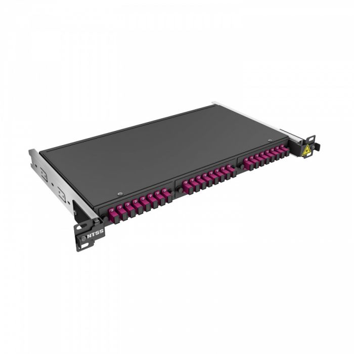 Кросс 19" NTSS PREMIUM выдвижной, предсобранный 1U, 16 портов SC/UPC, 50/125 мкм OM4, черный