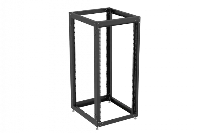 Стойка телекоммуникационная двухрамная открытая СТ-24U-600-600-2М-Э-Ч черная 9005