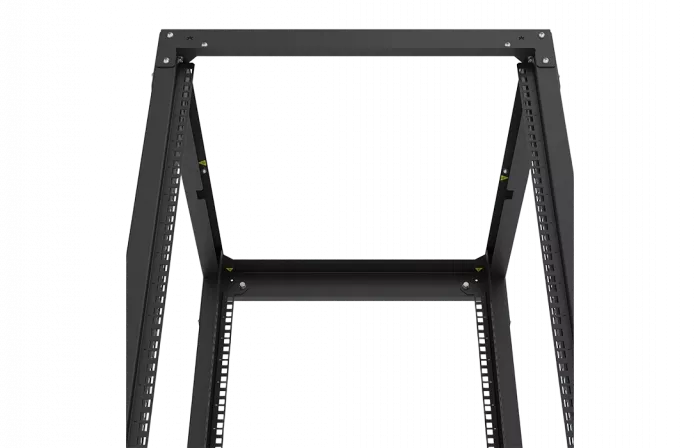 Стойка телекоммуникационная двухрамная открытая СТ-24U-600-600-2М-Э-Ч черная 9005