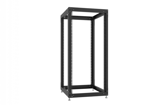 Стойка телекоммуникационная двухрамная открытая СТ-24U-600-600-2М-Э-Ч черная 9005