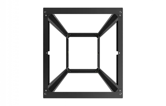 Стойка телекоммуникационная двухрамная открытая СТ-24U-600-600-2М-Э-Ч черная 9005
