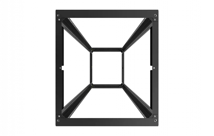 Стойка телекоммуникационная двухрамная открытая СТ-38U-600-2М-Э-Ч черная 9005