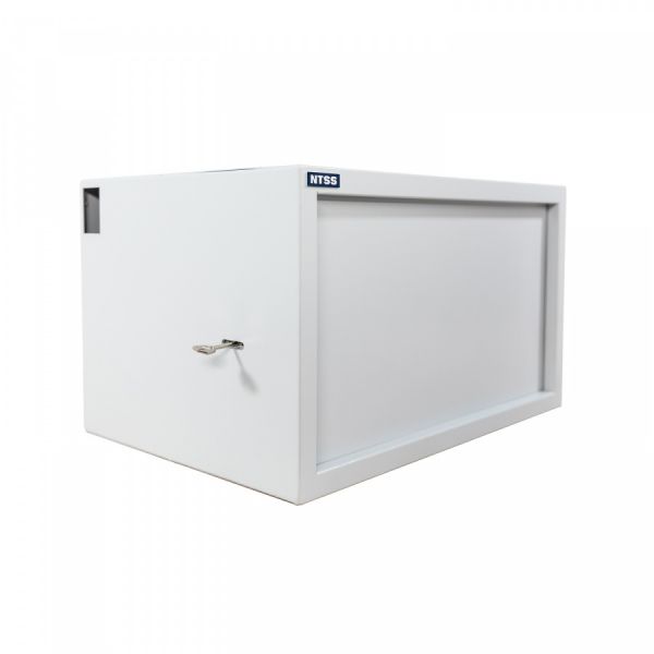 Шкаф настенный антивандальный пенал NTSS WAP 9U 600×400мм, 2 профиля 19, сварной, серый RAL 7035