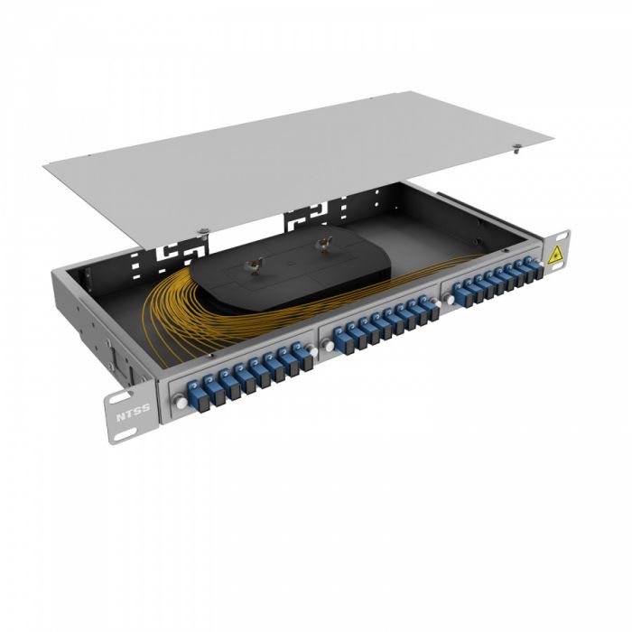 Кросс 19" NTSS PREMIUM, предсобранный 1U, 4 порта SC/UPC, 9/125 мкм (планки, сплайс-кассета, пигтейлы, КДЗС, адаптеры)