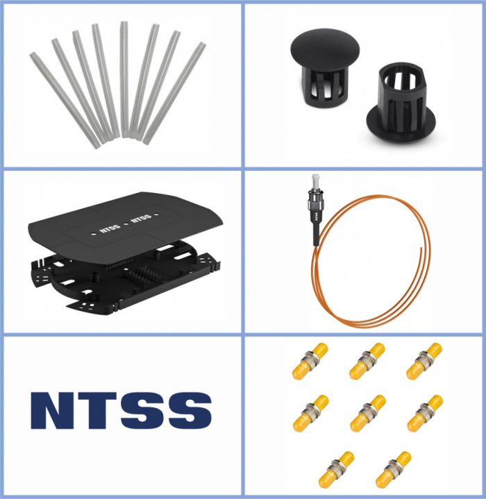 Кросс NTSS оптический 19'' укомплектованный 2U, 96 портов ST/UPC, 62.5/125 мкм (сплошная панель, сплайс-кассета 3шт, пигтейлы, КДЗС, адаптеры) черный RAL 9005