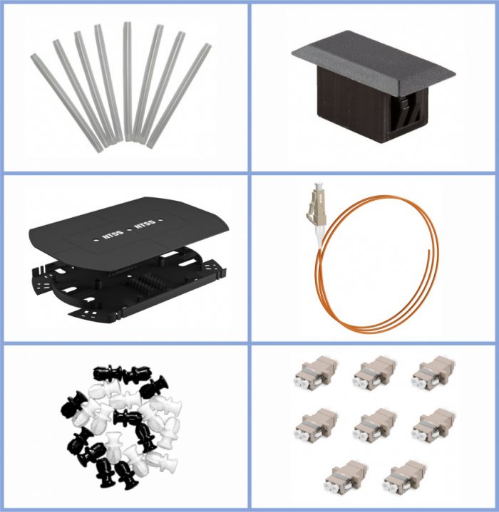 Кросс NTSS оптический 19'' укомплектованный 2U, 32 порта LC/UPC duplex, 62.5/125 мкм (планки, сплайс-кассета 2шт, пигтейлы, КДЗС, адаптеры) серый RAL 7035