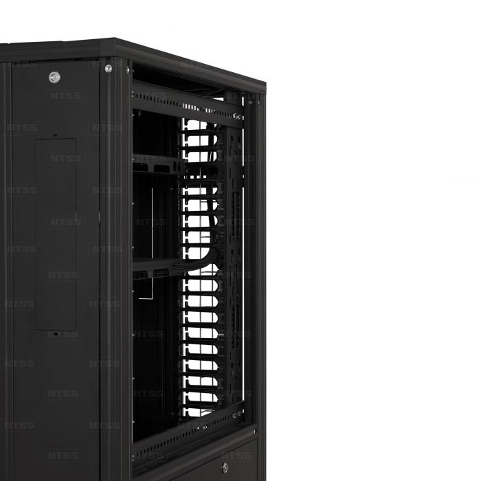 Шкаф оптический кроссовый NTSS ODF PROF 42U 900х500мм, модульные стенки, панели потолка и пола, двойные распашные глухие двери, черный RAL 9005