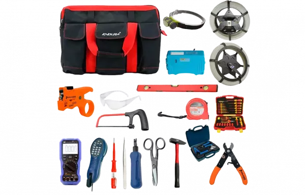 SK-55 - набор инструментов для обслуживания медных и оптических линий связи и электрики