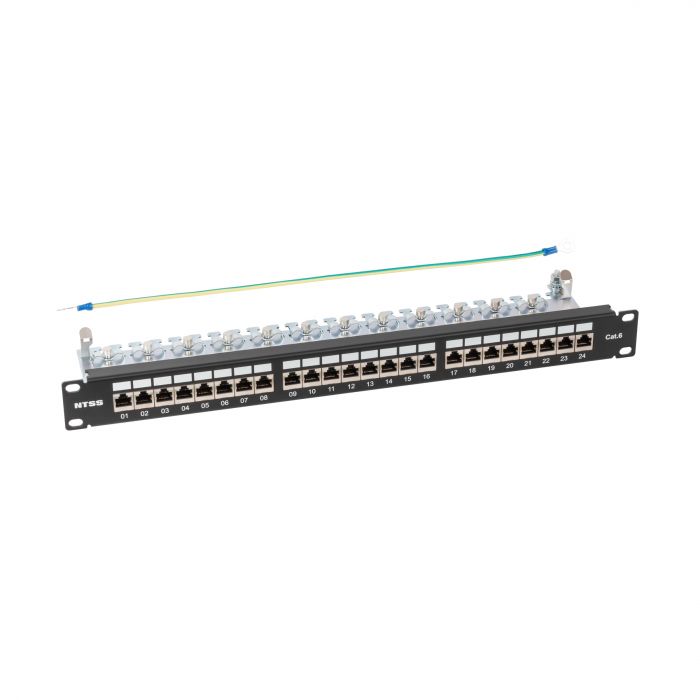 Патч-панель NTSS PREMIUM 1U 24 порта RJ45 FTP cat.6, Krone IDC (инструмент в комплекте), с органайзером