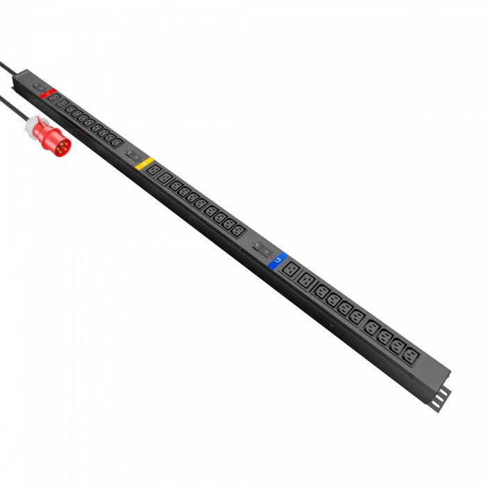 Блок распр.питания NTSS, Basic, 3ф16А, 11кВт, 3 гидр.авт., (24)С13, (6)С19, сталь, 3м каб., вил. IEC 60309