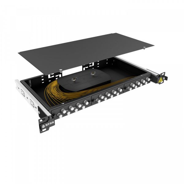 Кросс 19" NTSS PREMIUM выдвижной, предсобранный 1U, 24 порта FC/UPC, 9/125 мкм, черный