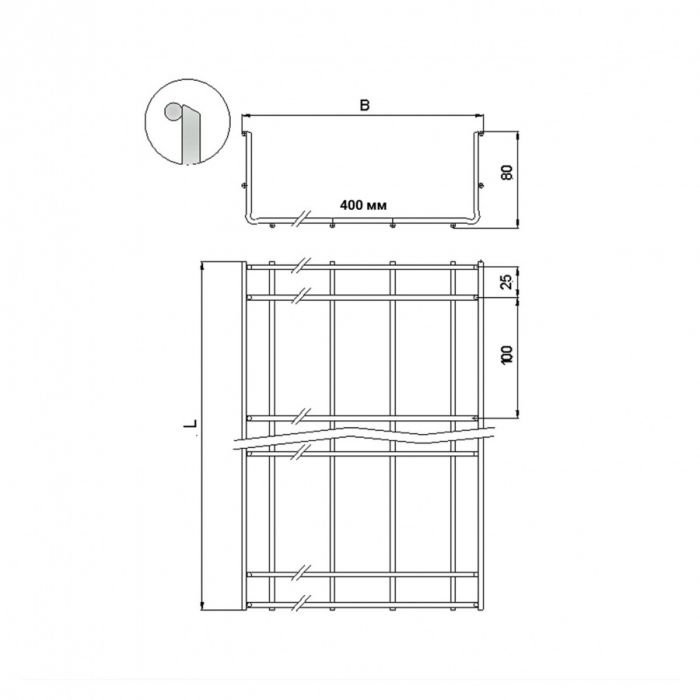Проволочный лоток NTSS 85х400х3000