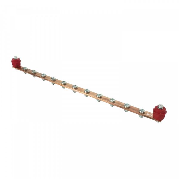 19" шинка медная для заземления на изоляторах, длина 485 мм