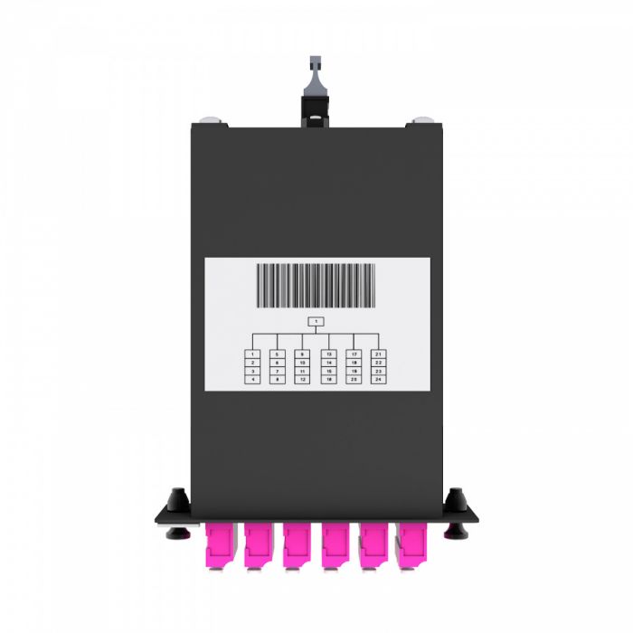 Кассета кроссовая NTSS PREMIUM 1 разъем MTP/UPC (male) 50/125 OМ4, на 24 LC/UPС (6 QLC/UPC), полярность АF, черный