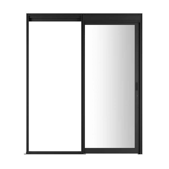 Дверной блок системы изоляции NTSS 48U, с одной механической дверью, стекло, с замком, для коридора без левого ряда шириной 1000 мм, RAL 9005 чёрный