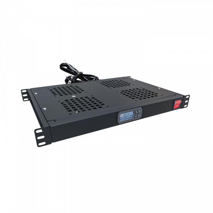 Модуль вентиляторный NTSS крепление на 19 1U, 4 элемента, электронный термоконтроллер, цифровой термодатчик, черный RAL 9005