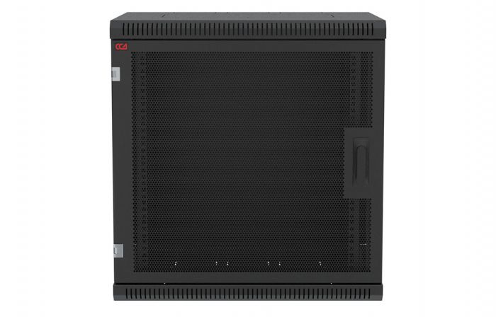 Шкаф телекоммуникационный настенный разборный черный 19”,12U(600x550), ШТ-НСр-12U-600-550-П-Ч дверь перфорированная ССД