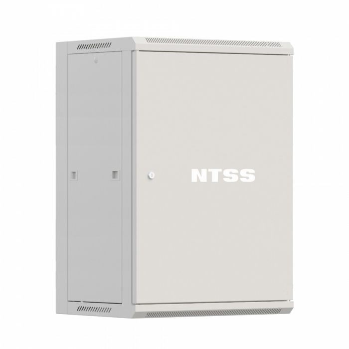 Шкаф настенный телекоммуникационный NTSS W 18U 600х450х964мм, 2 профиля 19, дверь сплошная металл, боковые стенки съемные, разобранный, серый RAL 7035