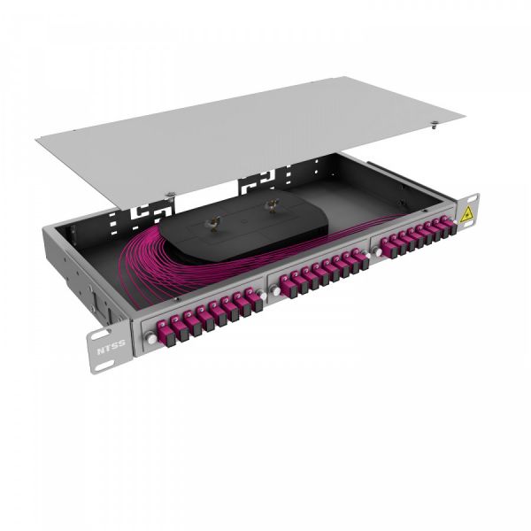 Кросс 19" NTSS PREMIUM, предсобранный 1U, 24 порта SC/UPC, 50/125 мкм OM4
