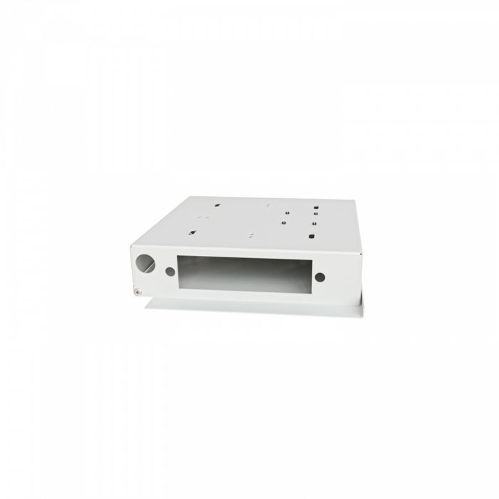 Кросс NTSS оптический настенный Мини, укомплектованный, 4 порта LC/UPC duplex, 50/125 мкм ОМ4 (планка, ложемент, пигтейлы, КДЗС, адаптеры) серый RAL 7035